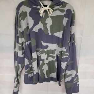 Stitch + Stardom Heather Grey Green Camo  Hoodie Pullover 2x